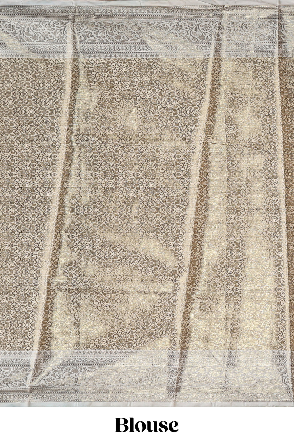 Blue checked zari motifs design art tissue saree with Self zari border and contrast blouse