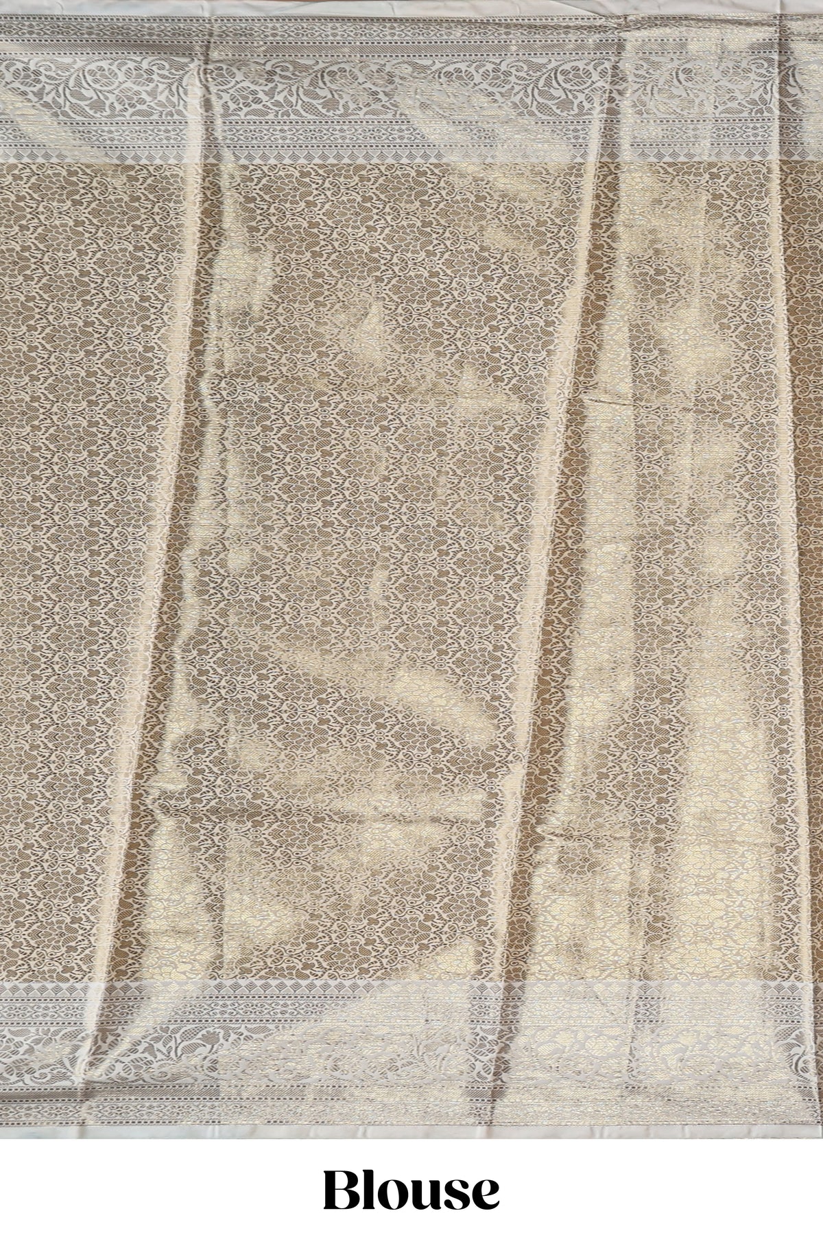 Blue checked zari motifs design art tissue saree with Self zari border and contrast blouse