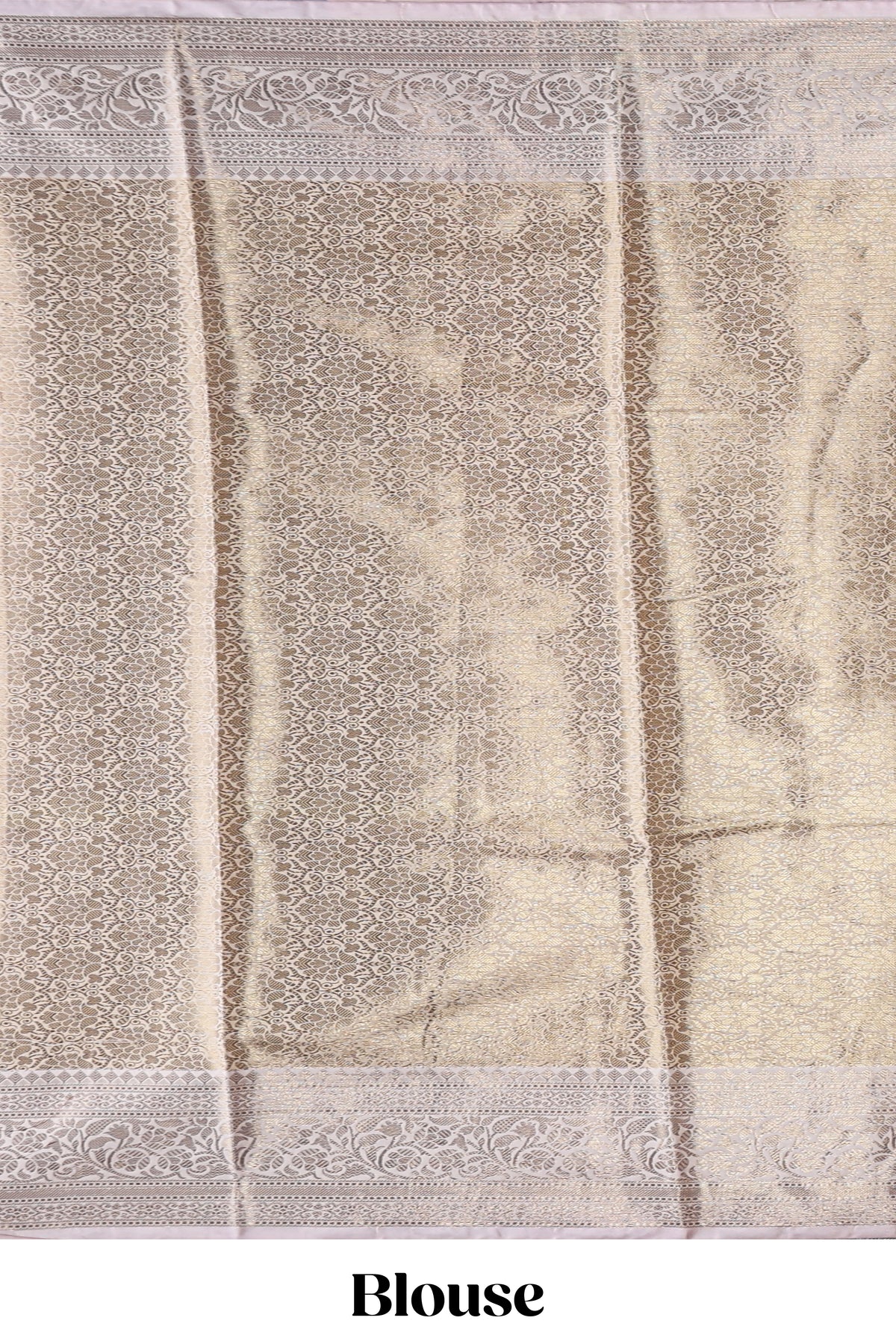 Lavender checked zari motifs design art tissue saree with contrast zari border and matching printed blouse