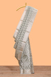 Grey chevron design art tissue saree with self zari border and matching printed blouse