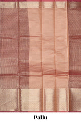 Dark maroon unique zari design art tissue saree with self zari border and matching blouse