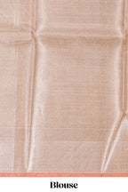 Beige geometric zari design art tissue saree with self zari border and matching blouse