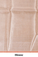 Beige geometric zari design art tissue saree with self zari border and matching blouse