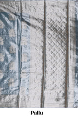 Mauve blue zari motifs design art tissue saree with self zari border and matching blouse