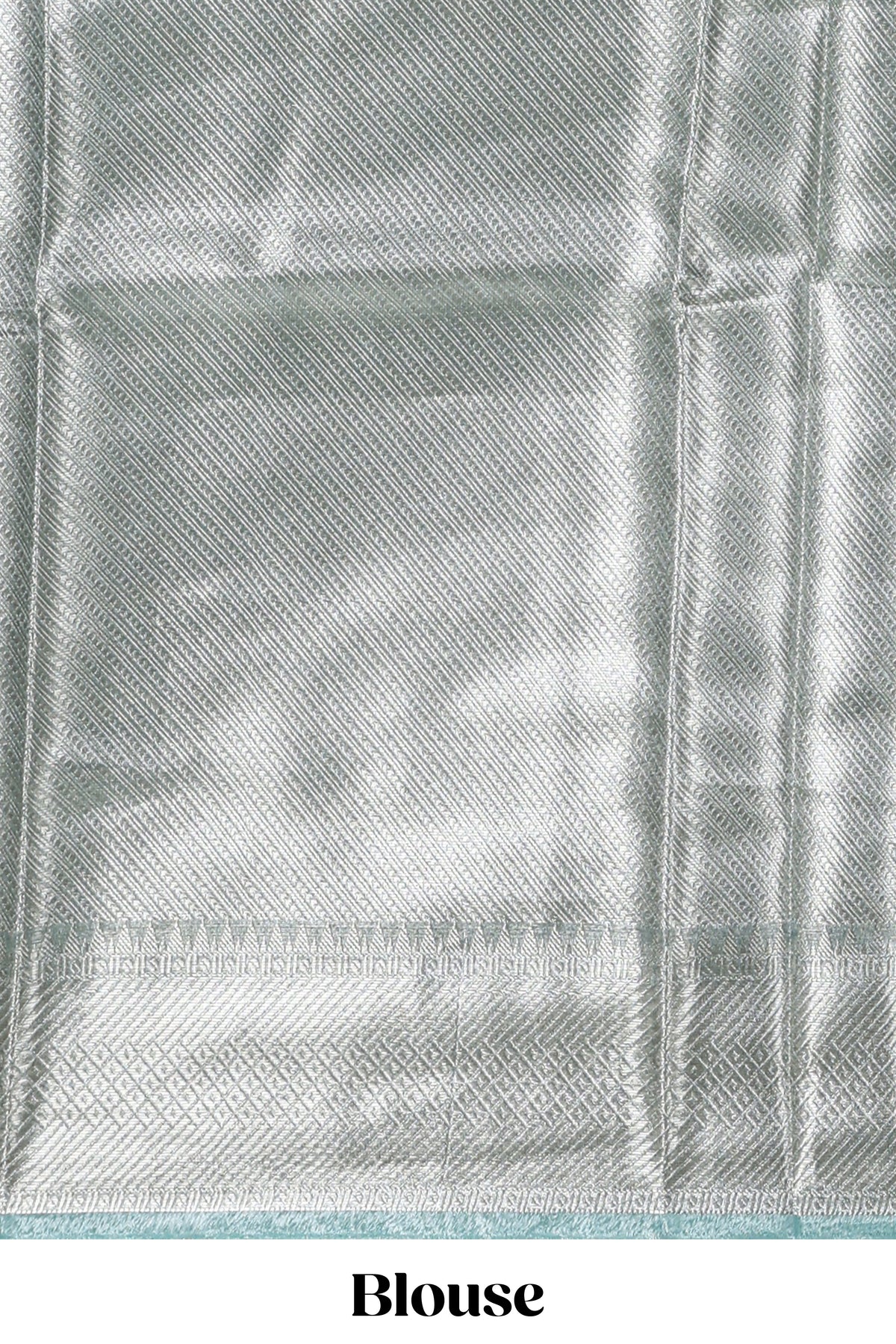 Pastel green vertical striped design art tissue saree with self zari border and matching blouse
