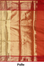 Mustard yellow geometric design art tissue saree with contrast zari border and blouse
