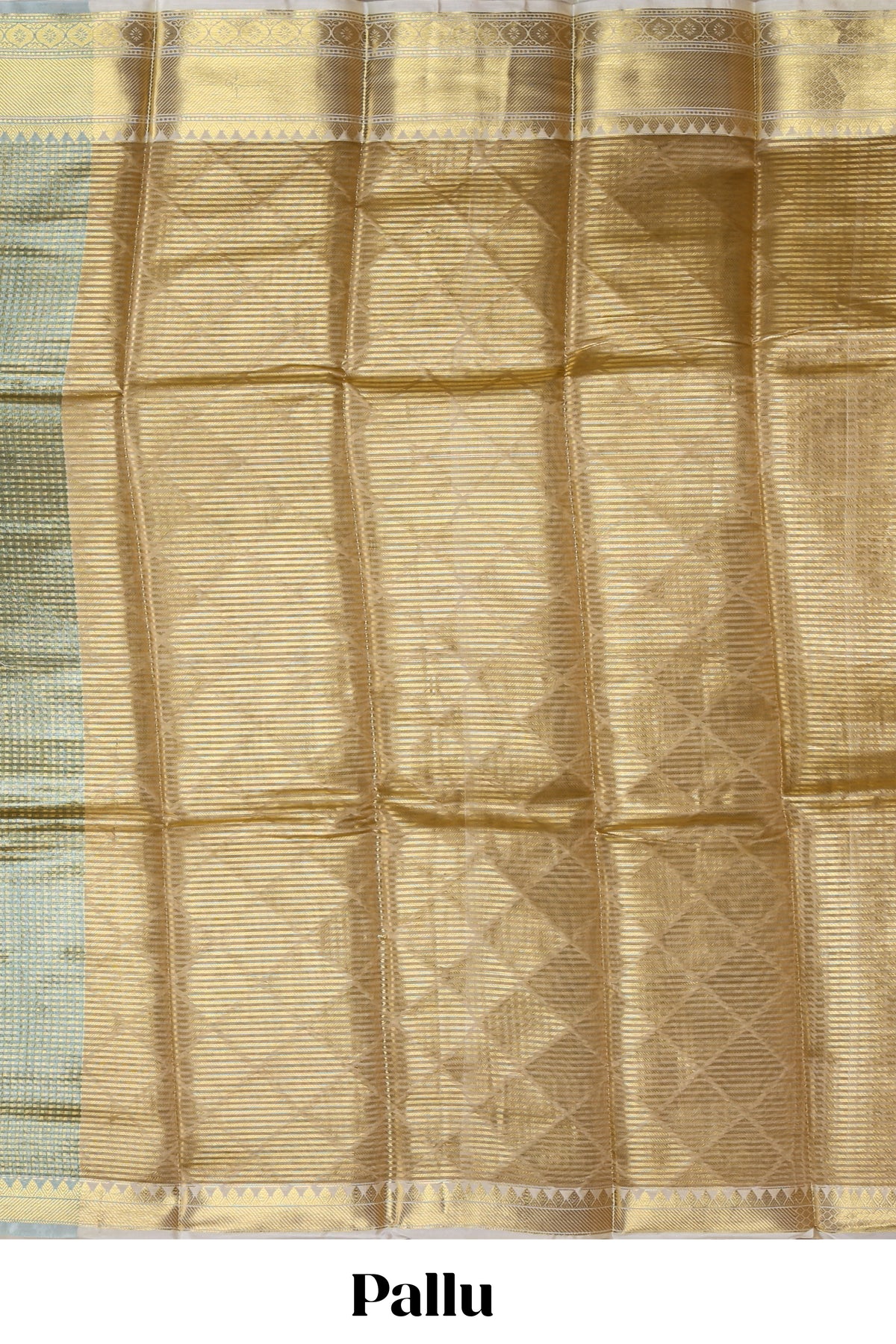 Blue small zari checks design art tissue saree with contrast border and blouse