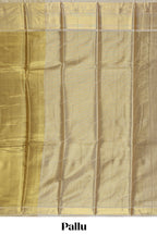 Pale gold small zari checks design art tissue saree with self border and blouse