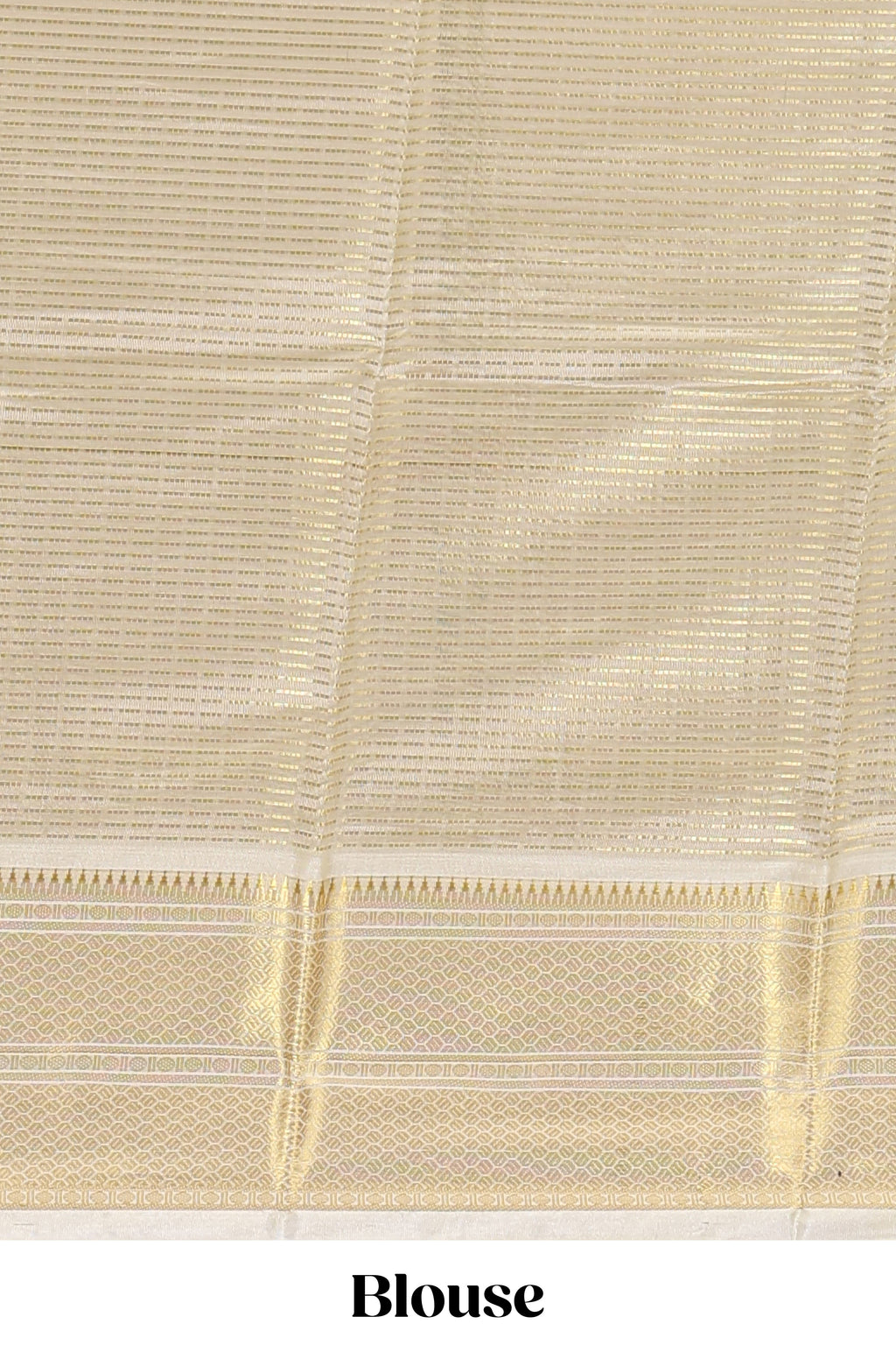 Pale gold small zari checks design art tissue saree with self border and blouse