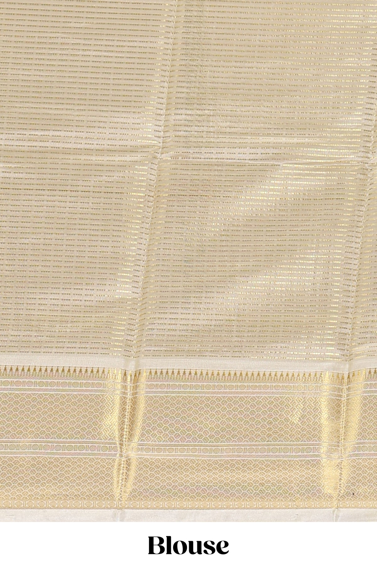 Pale gold small zari checks design art tissue saree with self border and blouse