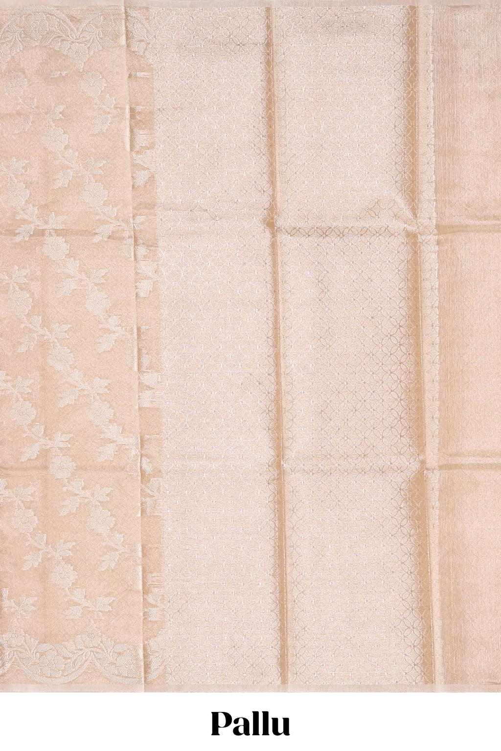 Beige floral zari design art tissue saree with self pallu and matching blouse