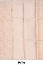 Beige floral zari design art tissue saree with self pallu and matching blouse