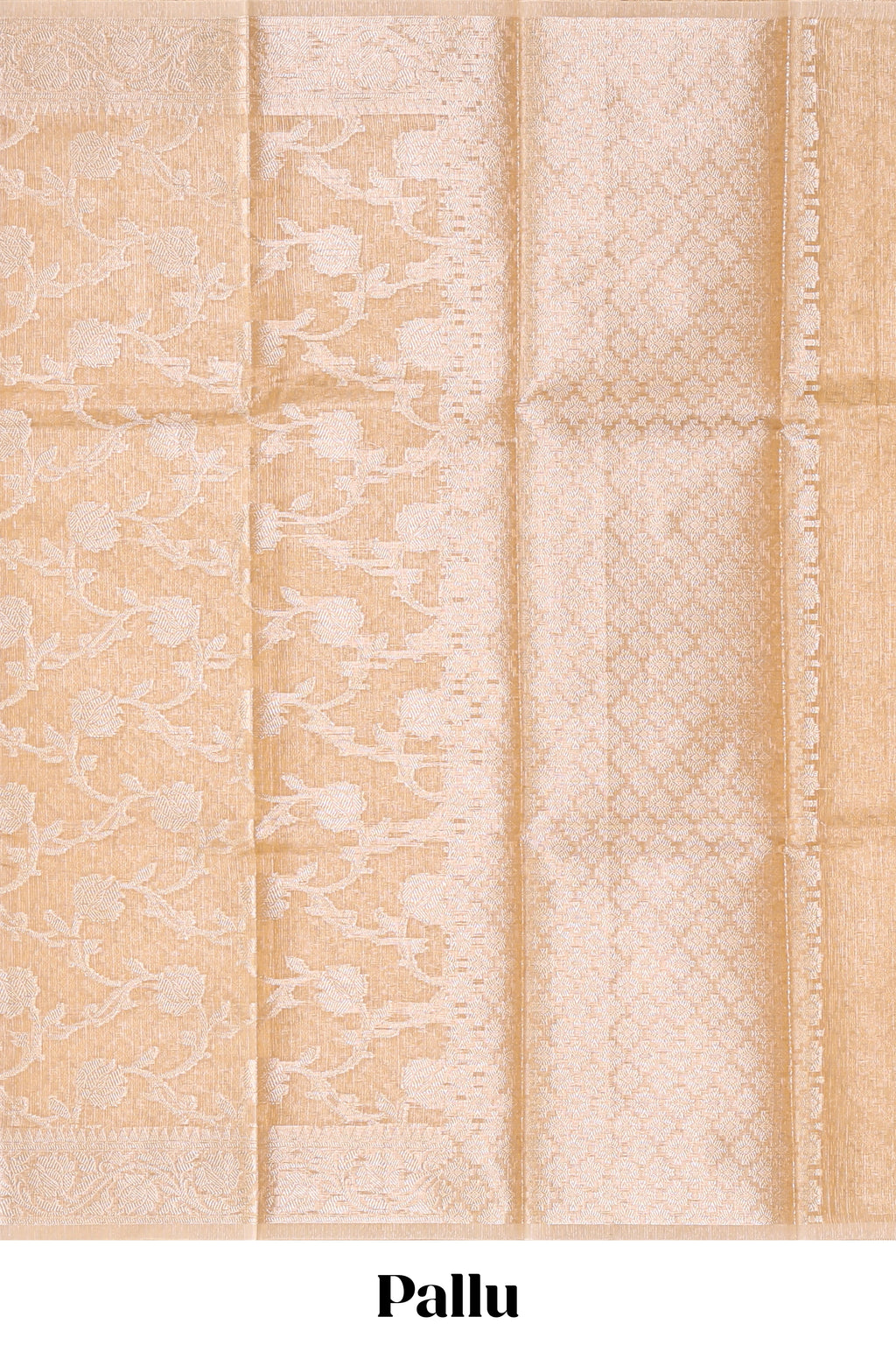 Sandal color floral design art tissue saree with self zari border and zari work blouse