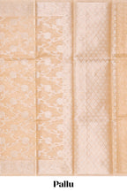 Sandal color floral design art tissue saree with self zari border and zari work blouse