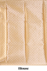 Sandal color floral design art tissue saree with self zari border and zari work blouse