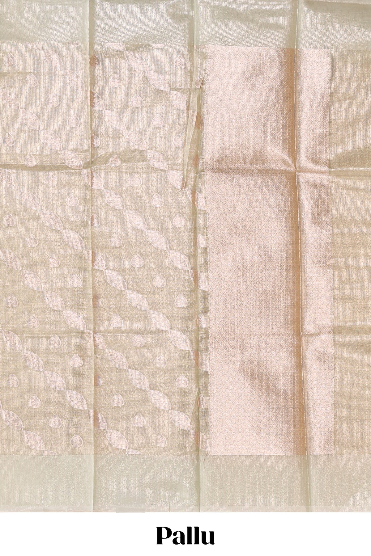 Mint green scattered floral and leaf motifs art tissue saree with self pallu and plain border