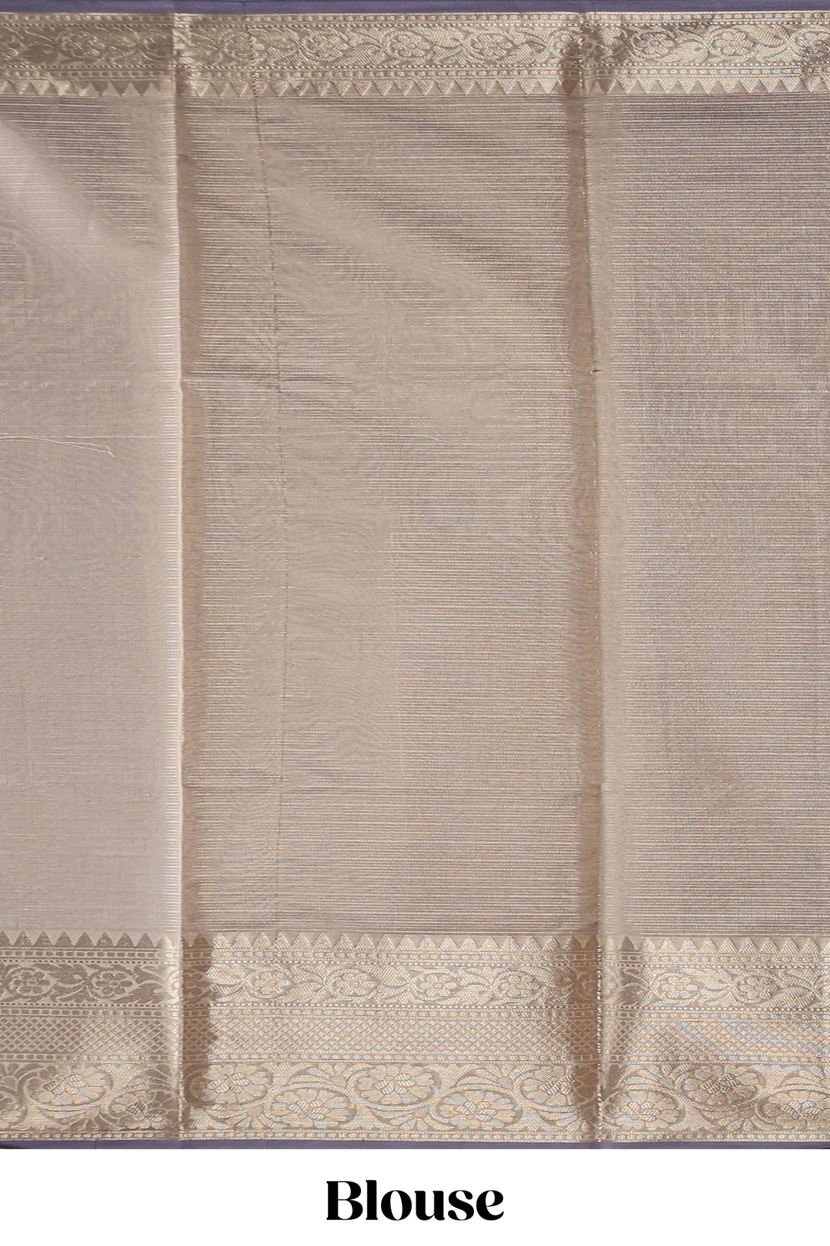 Ink blue color checked art tissue saree with contrast zari border and blouse