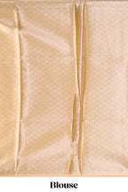 Pale peach geometric design art tissue saree with zari border and plain blouse