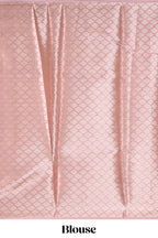 Pastel peach floral vine design art tissue saree with zari border and blouse