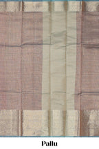 Blue shade checked art tissue saree with contrast zari border and blouse