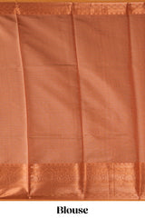 Rust orange checked art tissue saree with contrast zari border and matching blouse