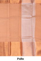 Coppor rust plain art tissue saree with coppor zari border and matching blouse
