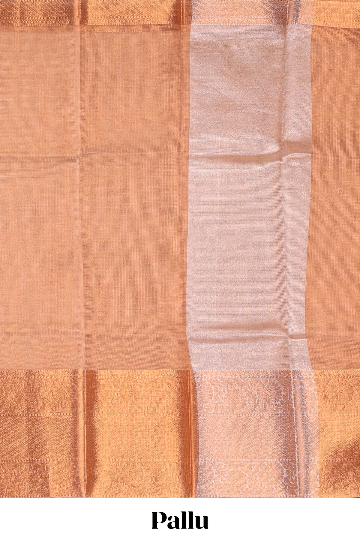 Coppor rust plain art tissue saree with coppor zari border and matching blouse