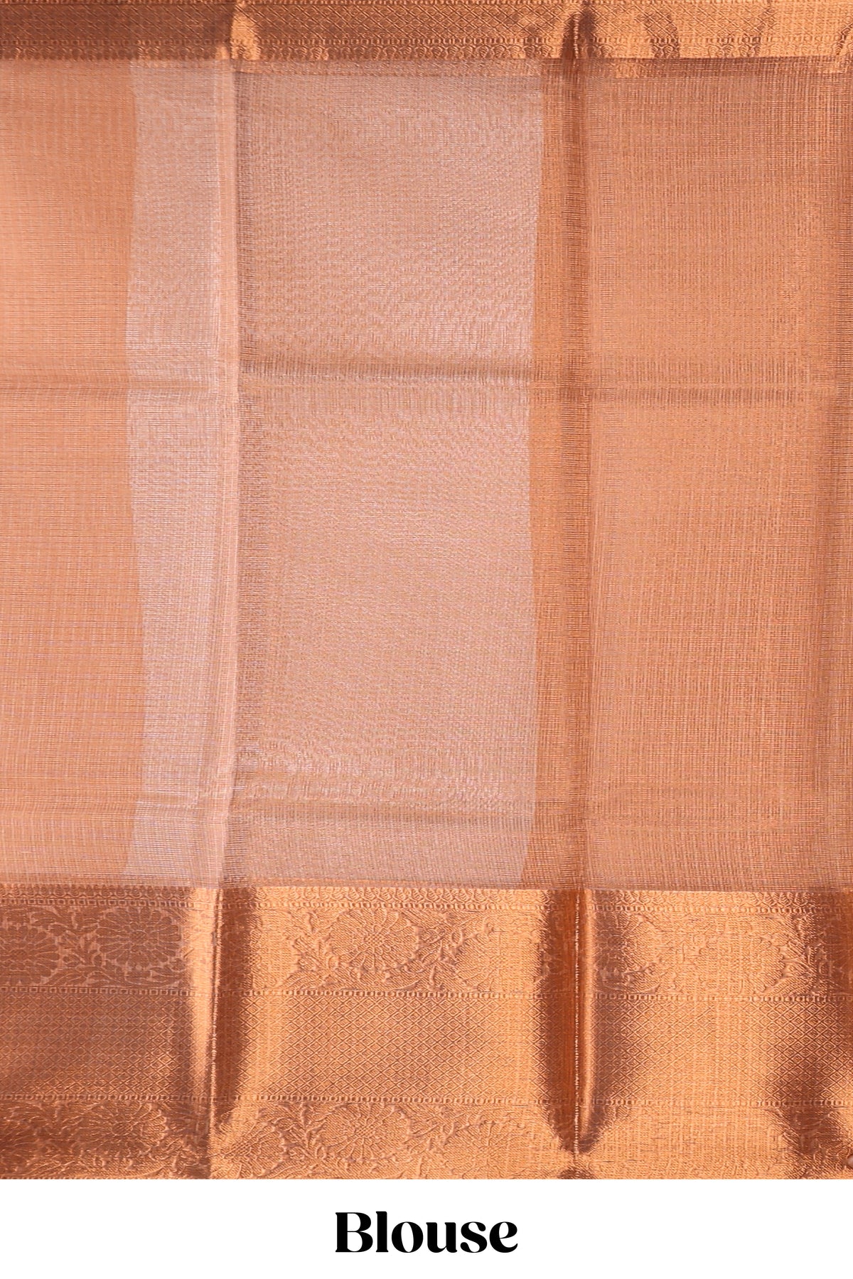 Coppor rust plain art tissue saree with coppor zari border and matching blouse