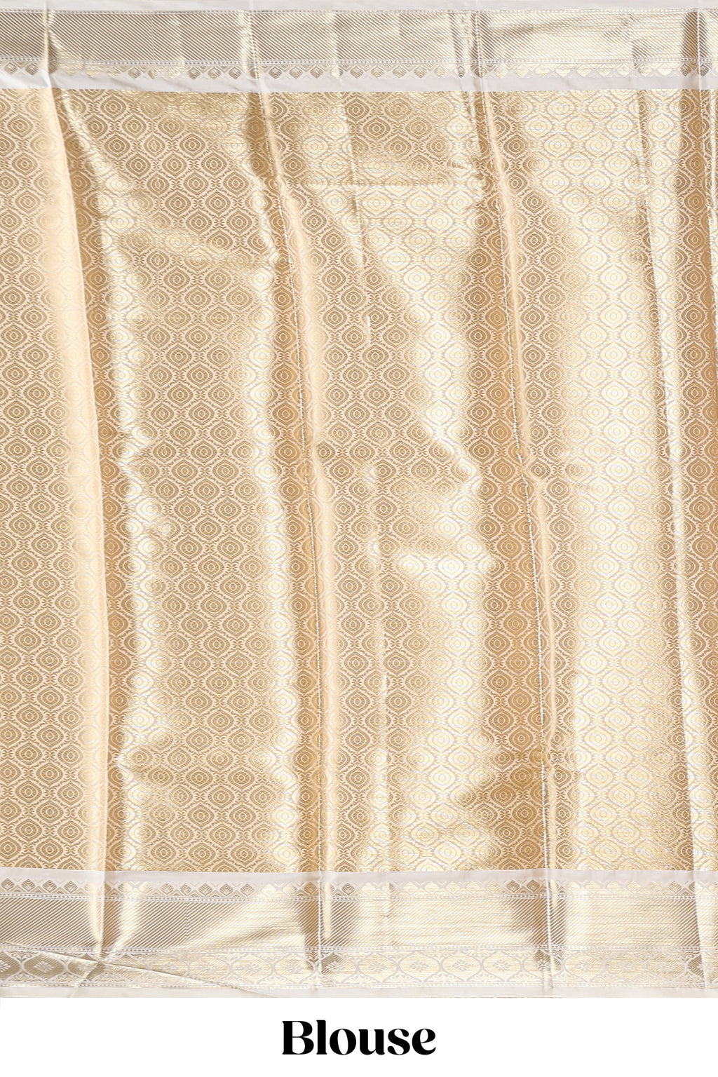 Bright gold zari butta design art tissue saree with contrast border and blouse