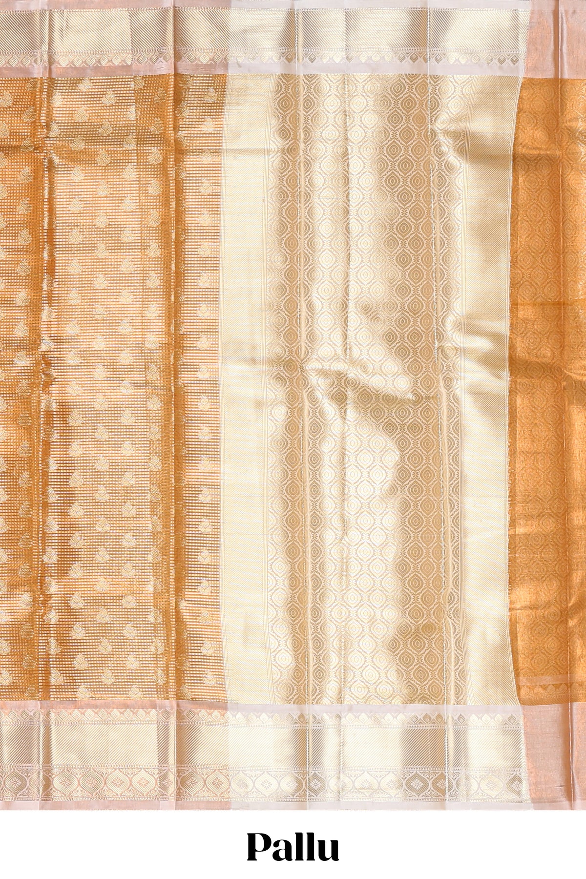 Rust orange zari butta design art tissue saree with contrast zari border and blouse