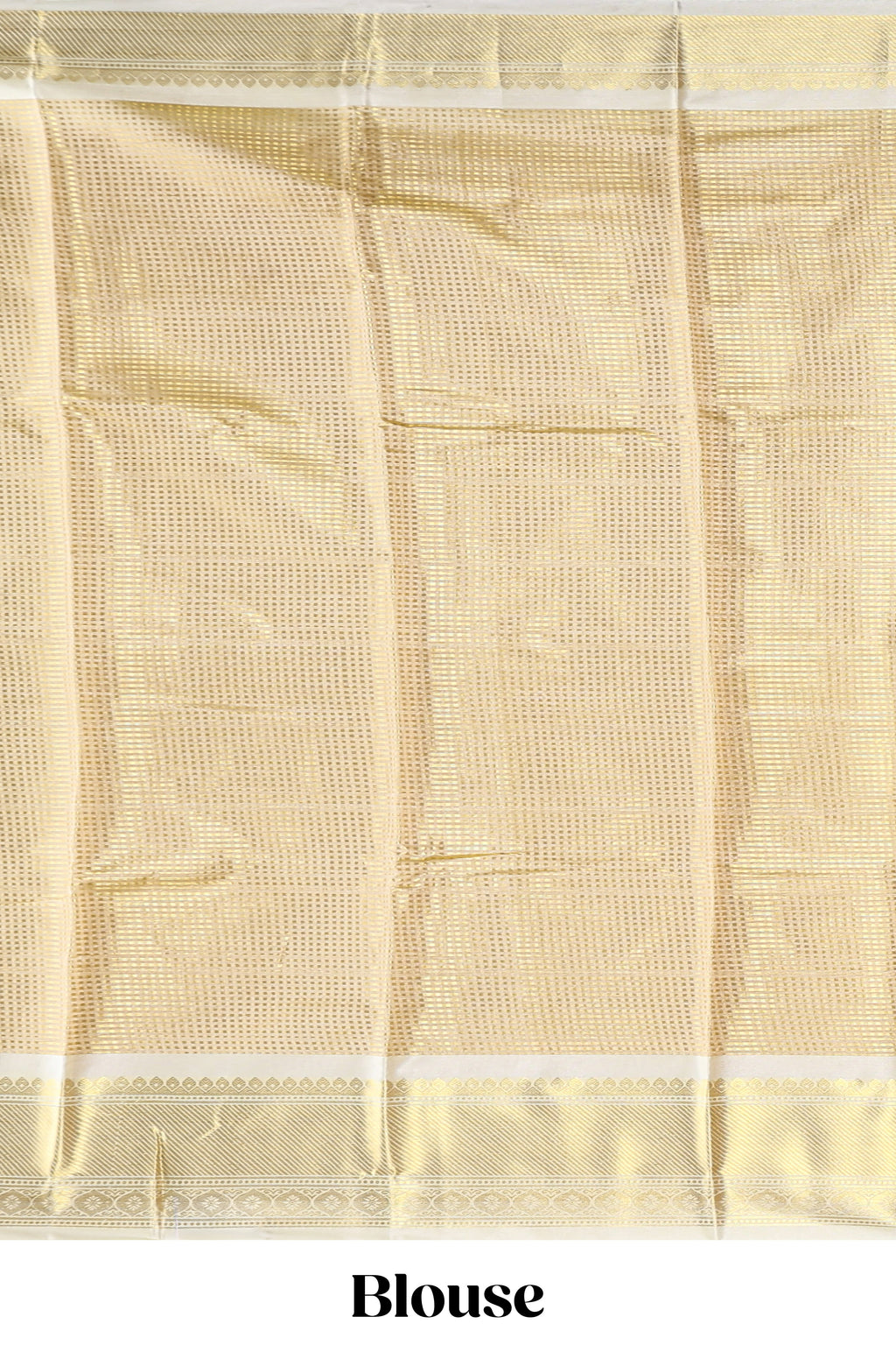 Bright gold zari design art tissue saree with contrast zari border and blouse