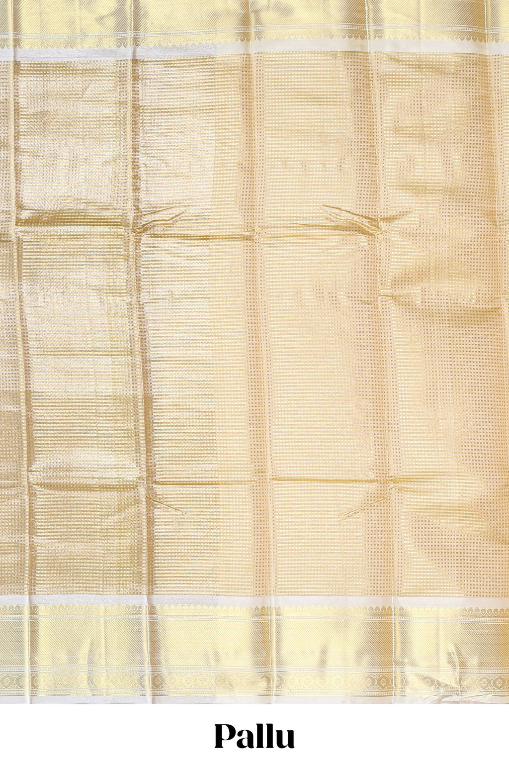 Ivory gold zari design art tissue saree with contrast border and matching border