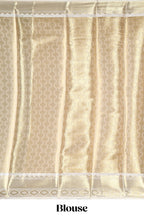 Green butta designs and striped art tissue saree with contrast zari border and blouse