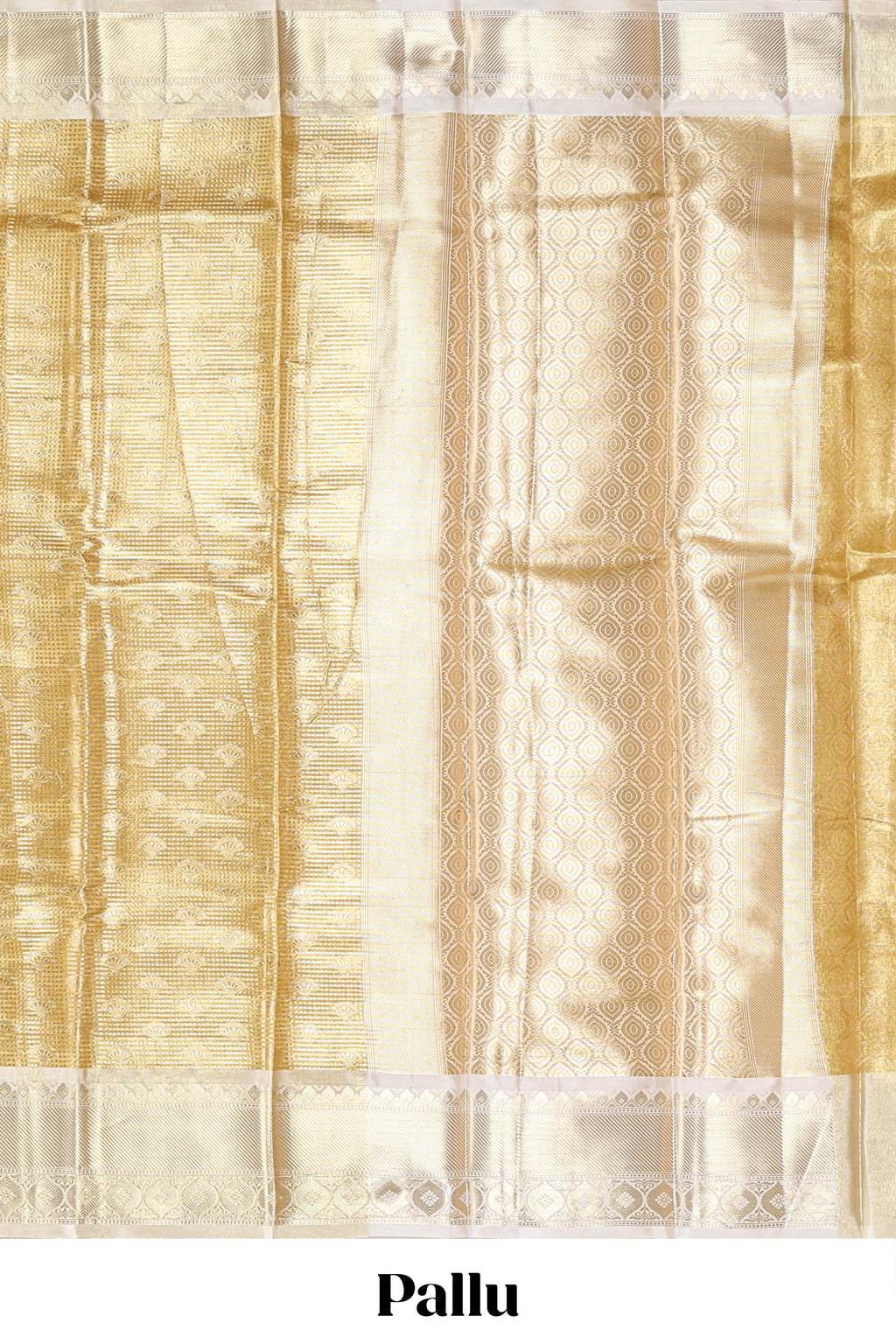 Gold zari motifs art tissue saree with contrast zari border and blouse
