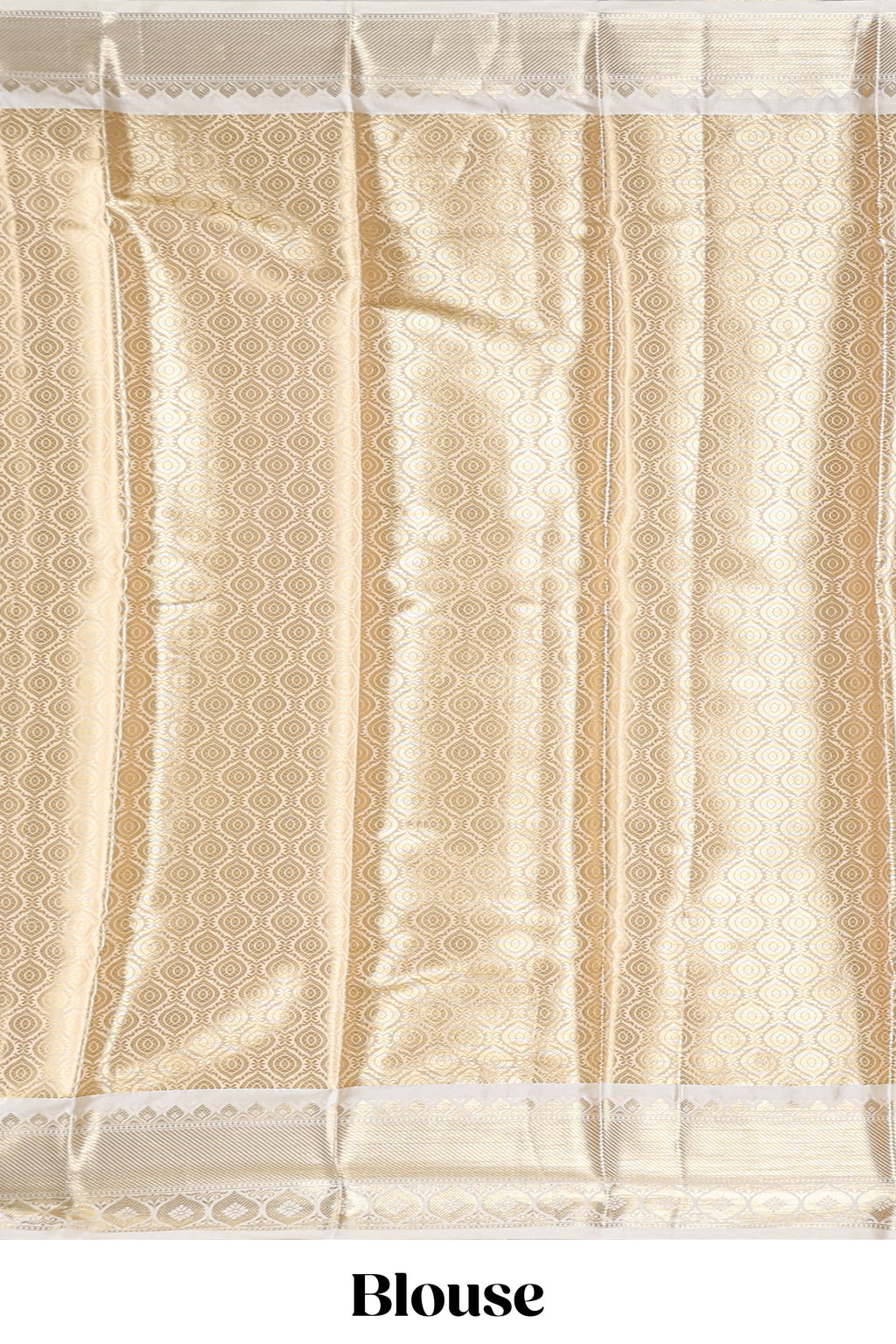 Gold zari motifs art tissue saree with contrast zari border and blouse