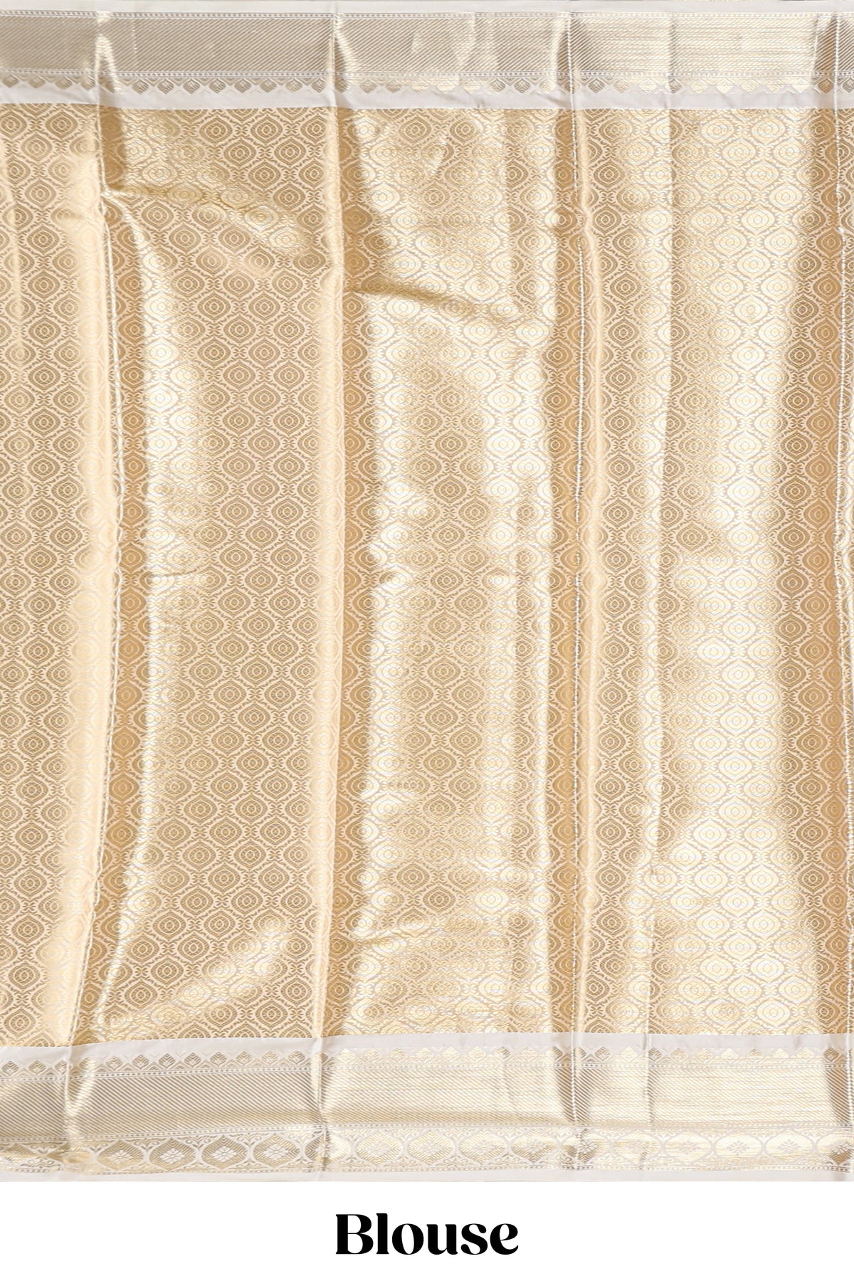 Gold zari motifs art tissue saree with contrast zari border and blouse