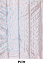 Mauve blue floral zari motifs design art tissue saree with self zari border and contrast blouse