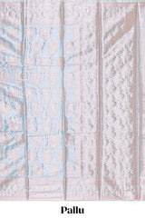 Mauve blue floral zari motifs design art tissue saree with self zari border and contrast blouse