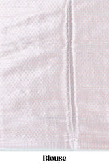 Mauve blue floral zari motifs design art tissue saree with self zari border and contrast blouse