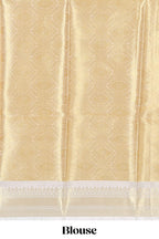 Blue zari design art tissue saree with self zari border and contrast blouse