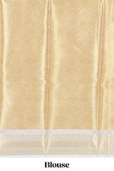 Blue zari design art tissue saree with self zari border and contrast blouse