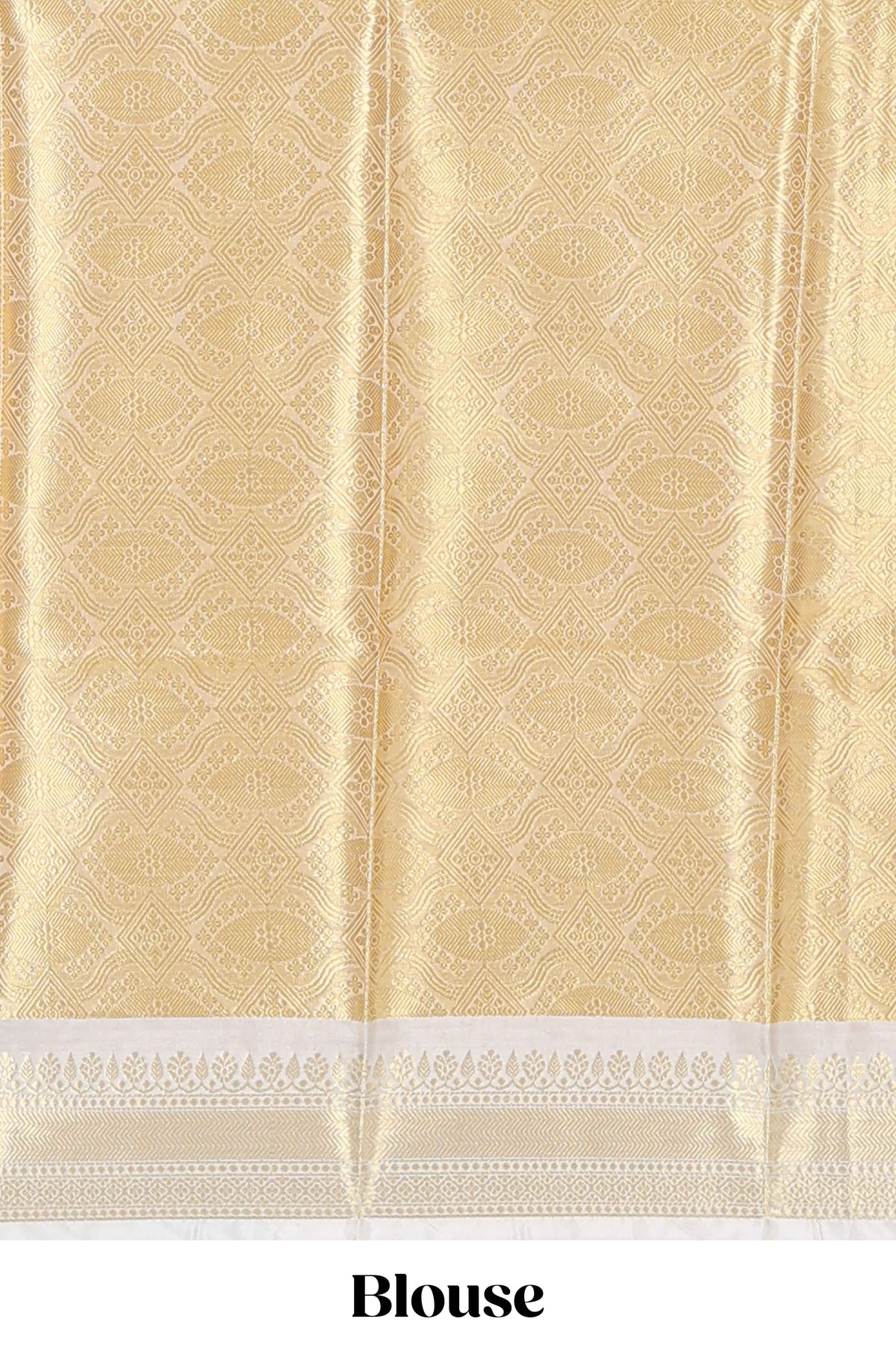 Blue zari design art tissue saree with self zari border and contrast blouse