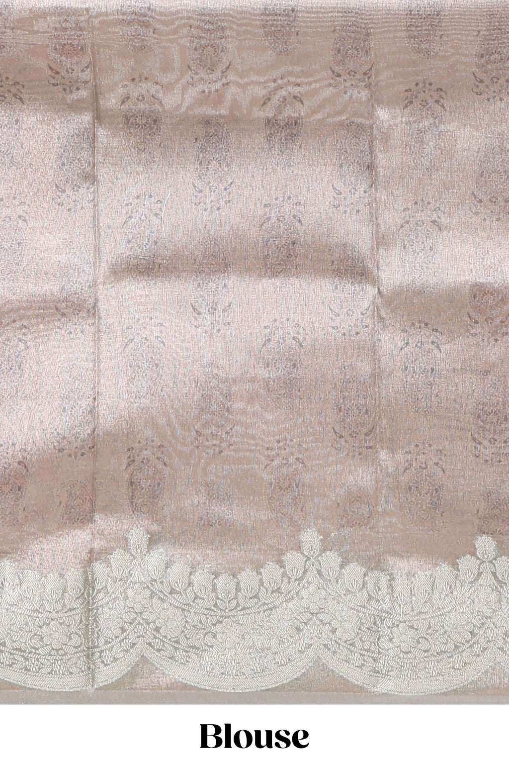 Grey shade zari design art tissue saree with self zari border and matching blouse