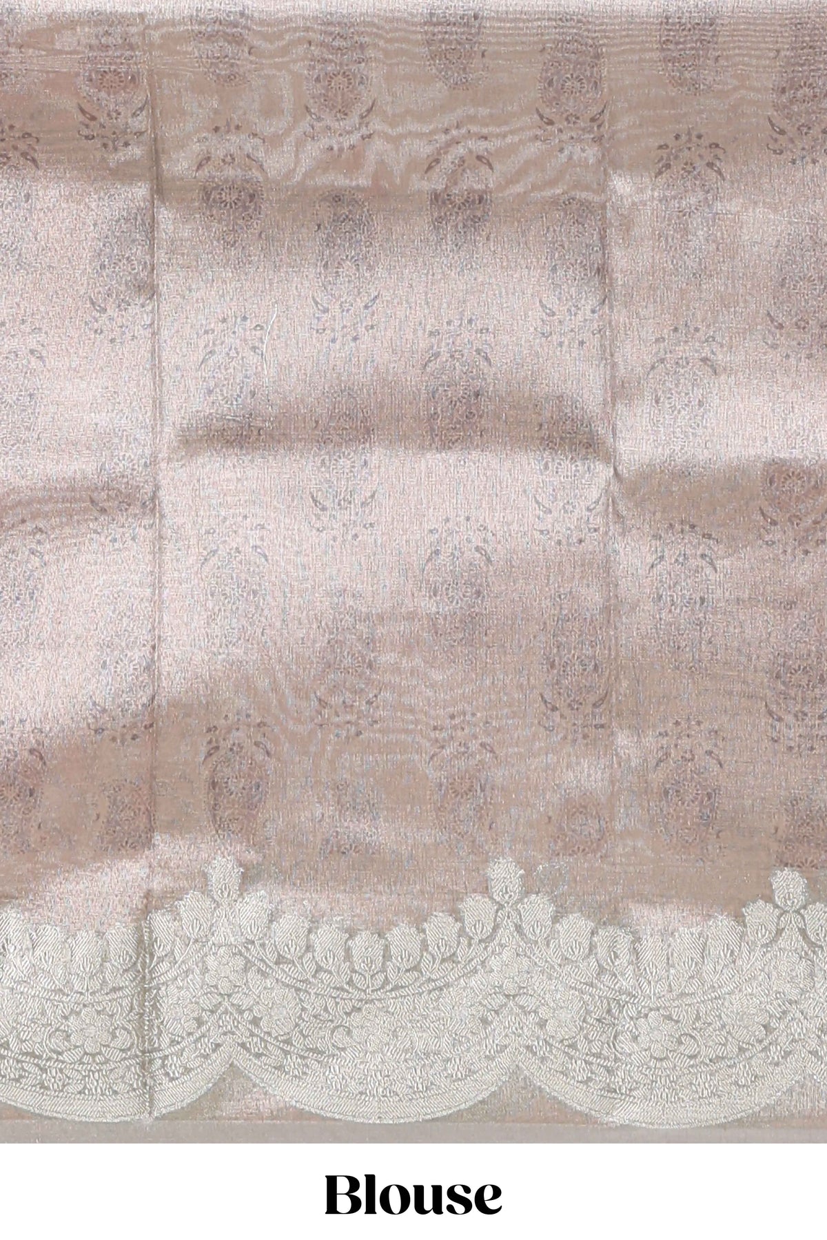 Grey shade zari design art tissue saree with self zari border and matching blouse
