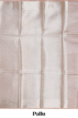 Beige slive shade geometric zari design art tissue saree with self zari border and matching blouse