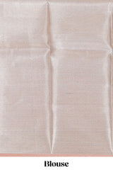 Beige slive shade geometric zari design art tissue saree with self zari border and matching blouse