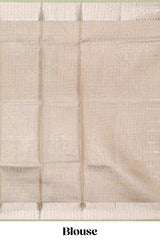 Sage green unique design art tissue saree with self zari border and matching blouse
