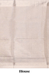 Beige color floral design are tissue saree with self zari border matching plain blouse