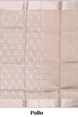 Beige floral butta art tissue saree with with self zari border and plain blouse