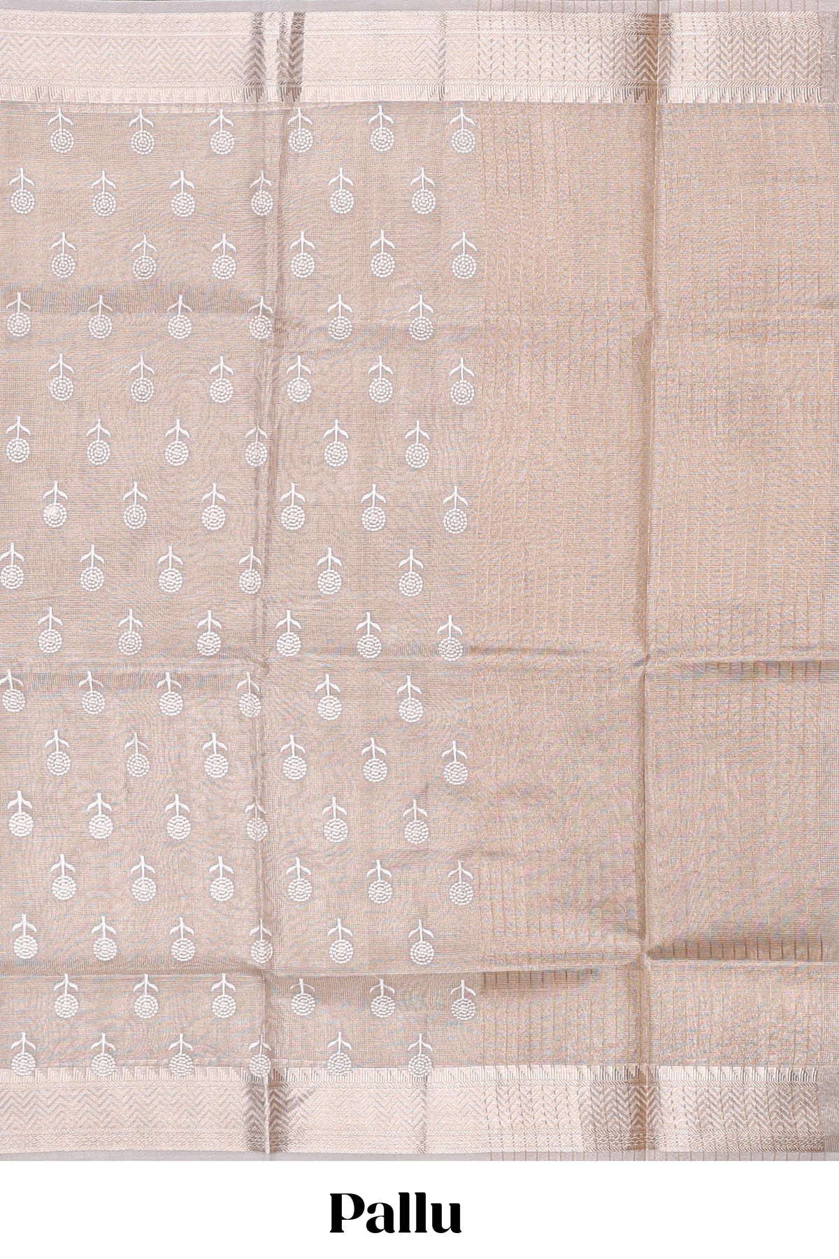 Beige floral butta art tissue saree with with self zari border and plain blouse